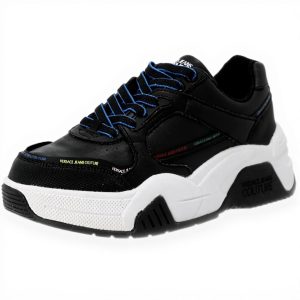 Versace Sneakers Women Black Leather Trainers 71VA3SF1