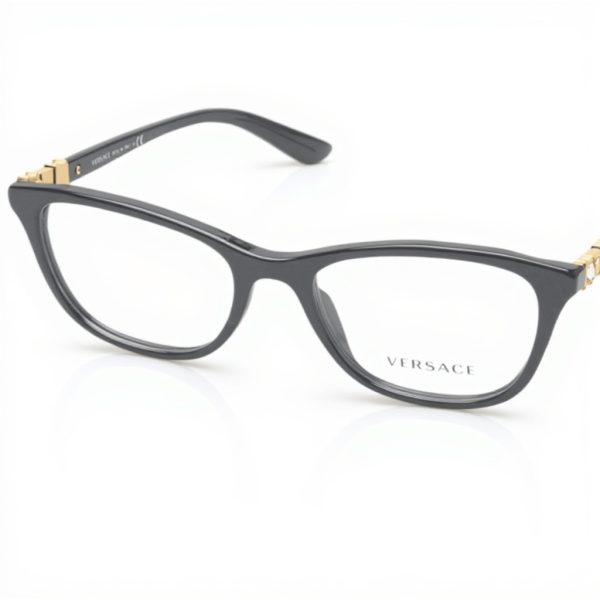 Versace VE3213B GB1 Women Eyeglasses Black Gold Square