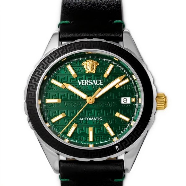Versace Mens Watch Automatic Movement Black Green Hellenium