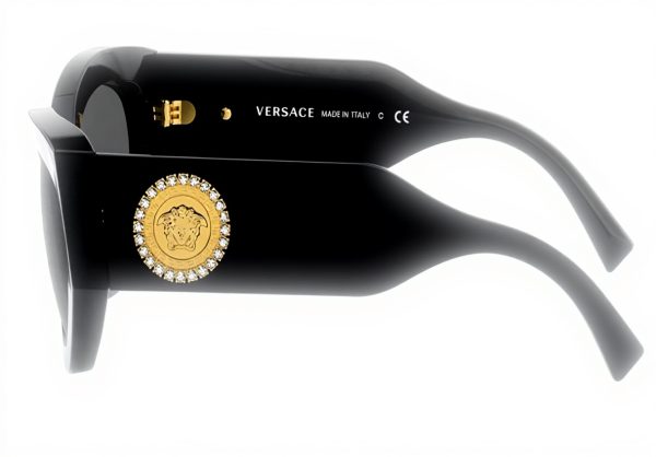 Versace Women Sunglasses Black Acetate Frame Grey Lens