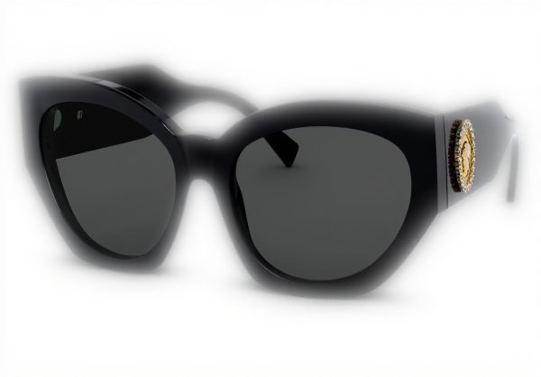 Versace Women Sunglasses Black Acetate Frame Grey Lens