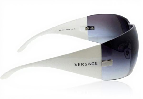 Versace Womens Retro Sunglasses Silver Shiny White Gray