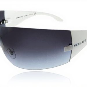 Versace Womens Retro Sunglasses Silver Shiny White Gray