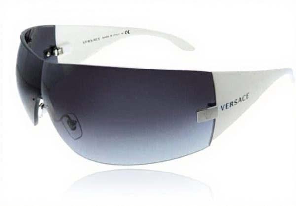 Versace Womens Retro Sunglasses Silver Shiny White Gray