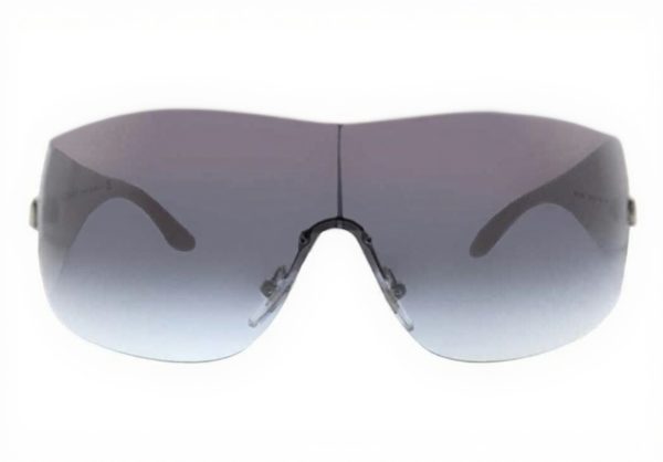 Versace Womens Retro Sunglasses Silver Shiny White Gray