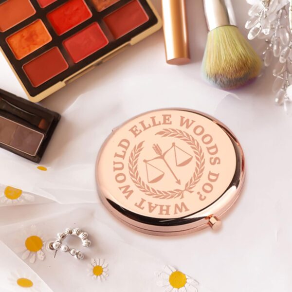 CENWA Rose Gold Makeup Mirror Portable Stainless Steel-2