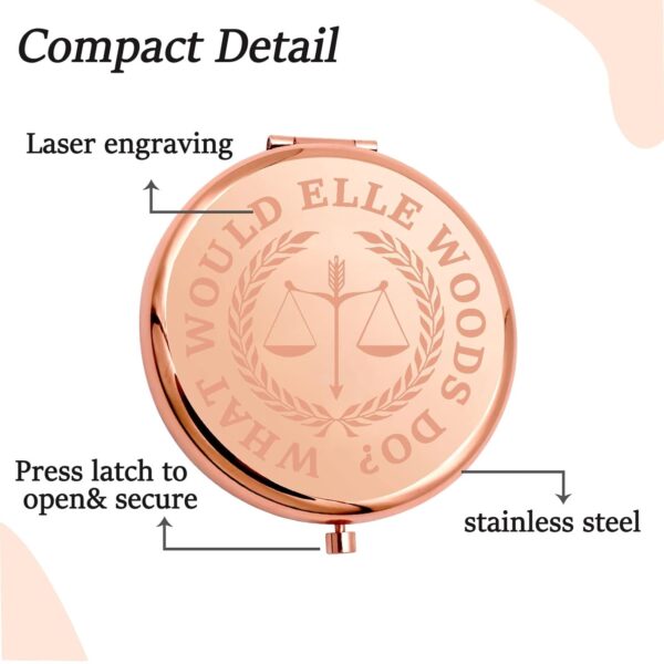 CENWA Rose Gold Makeup Mirror Portable Stainless Steel-3