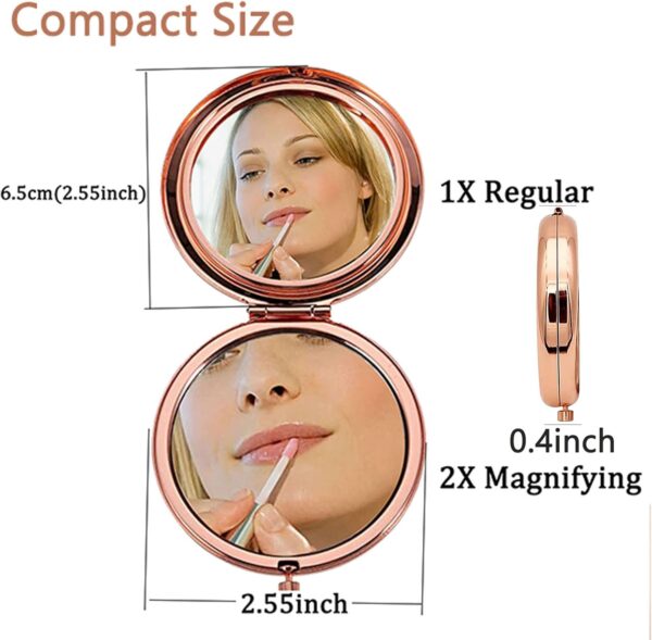 CENWA Rose Gold Makeup Mirror Portable Stainless Steel-1