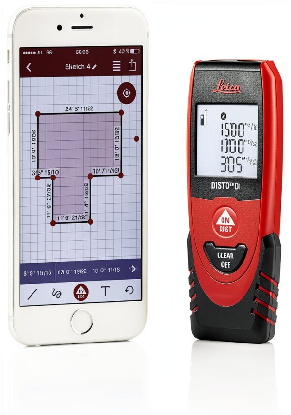 Leica DISTO D1 Laser Distance Measure 120ft with Bluetooth 4.0 Red-4